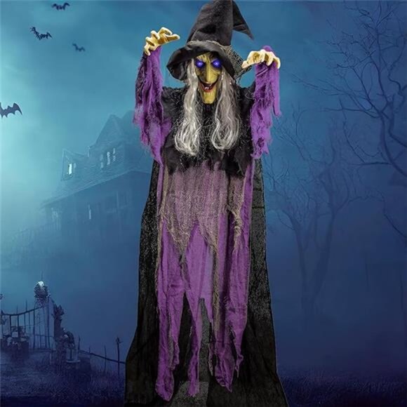 JOYIN 72” Halloween Hanging Witch Decorations Outdoor, Flying Talking Ghost - Picture 7 of 7